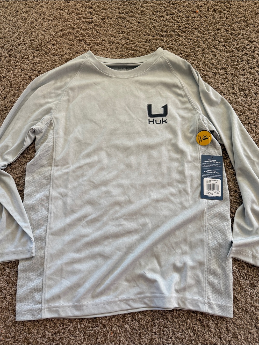 Huk Light Gray Long-Sleeve Performance Tee